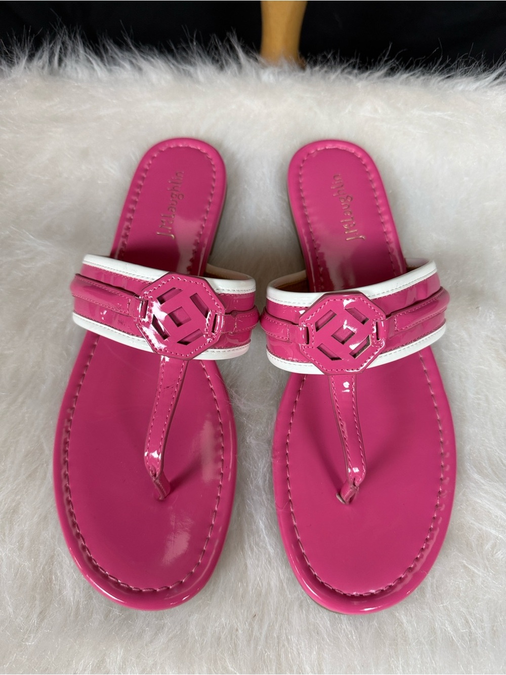 J. McLaughlin Nixi Pink Patent Leather Thong Sandals